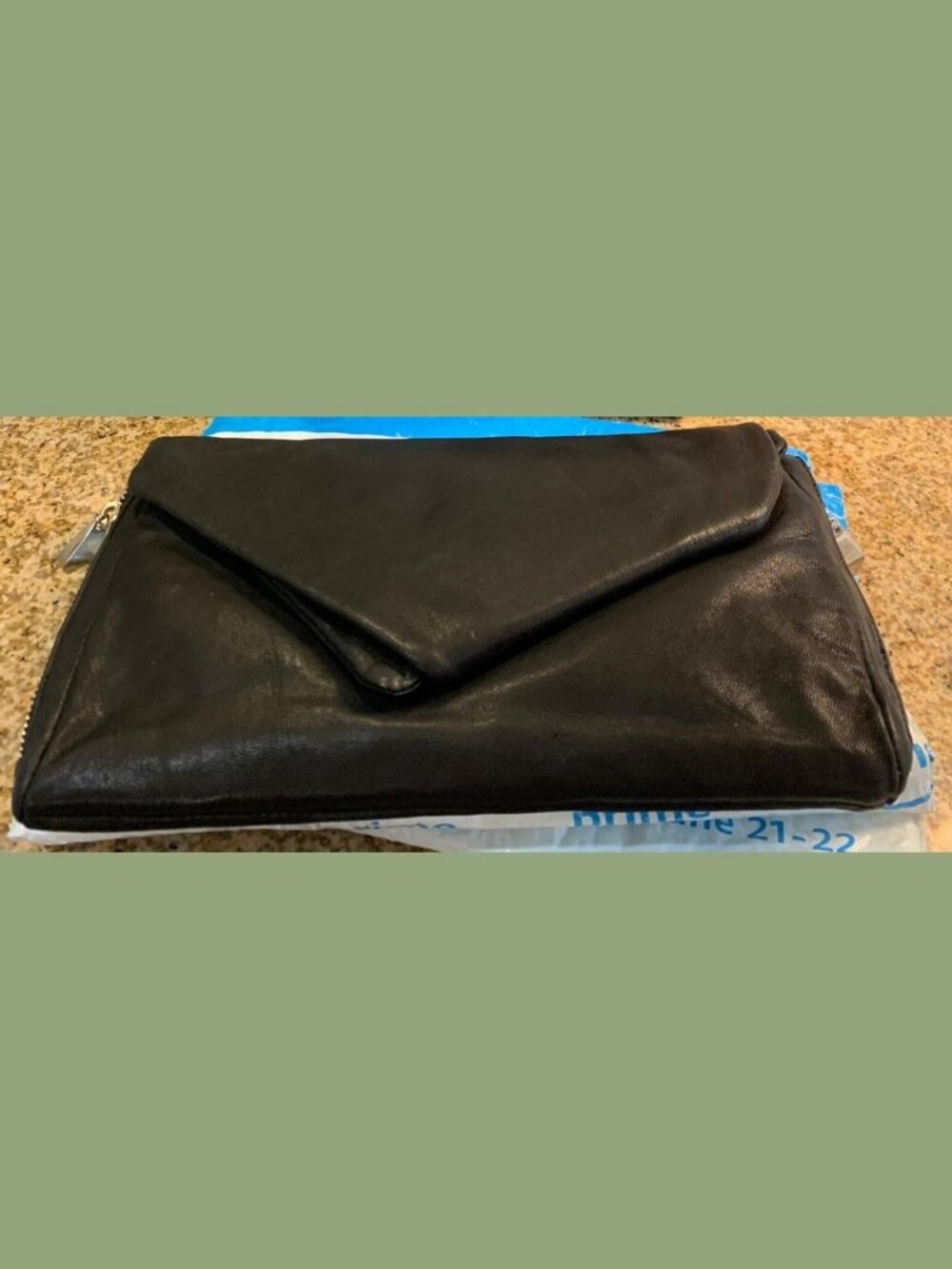Pour la Victoire PLV Gehry Double Flap Clutch BLACK Purse PLHB1147 NWT